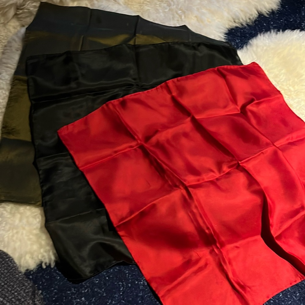 3 Vintage Silk men’s pocket squares 16”